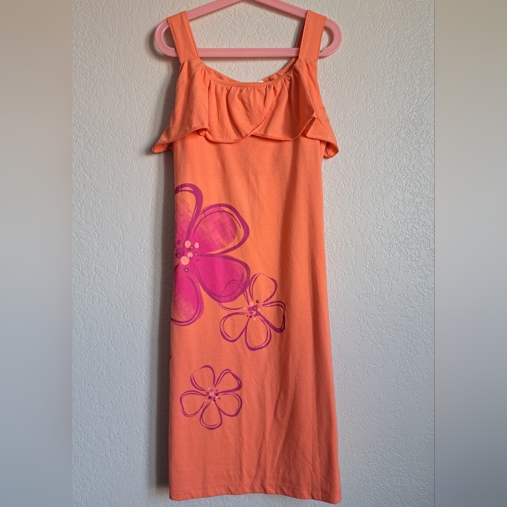 SO Girls Orange Pink Summer Floral Dress Size XL 14